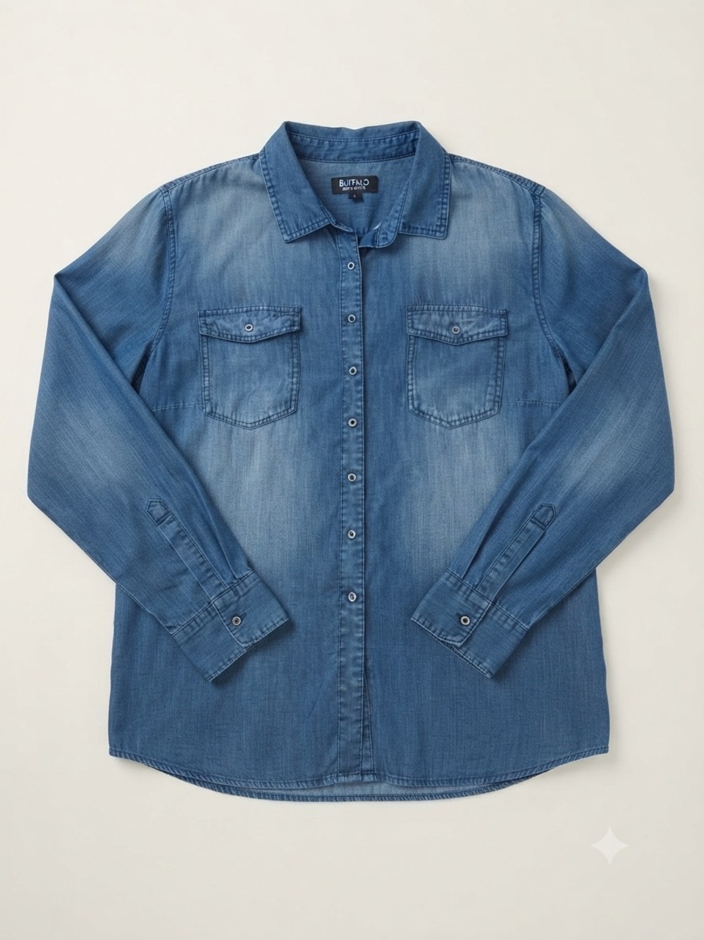 Buffalo Denim Button-Up Shirt, Western, Cabincore, winter